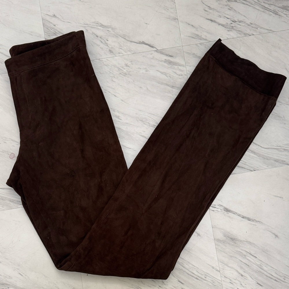 Ralph Lauren Vintage Dark Brown Suede-Look Straight Pants